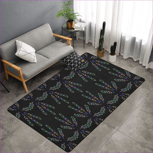 One Size Mandala Black Area Rug with Black Binding 7'x5' - Mandala Area Rug with Black Binding 7'x5' - Area Rugs at TFC&H Co.