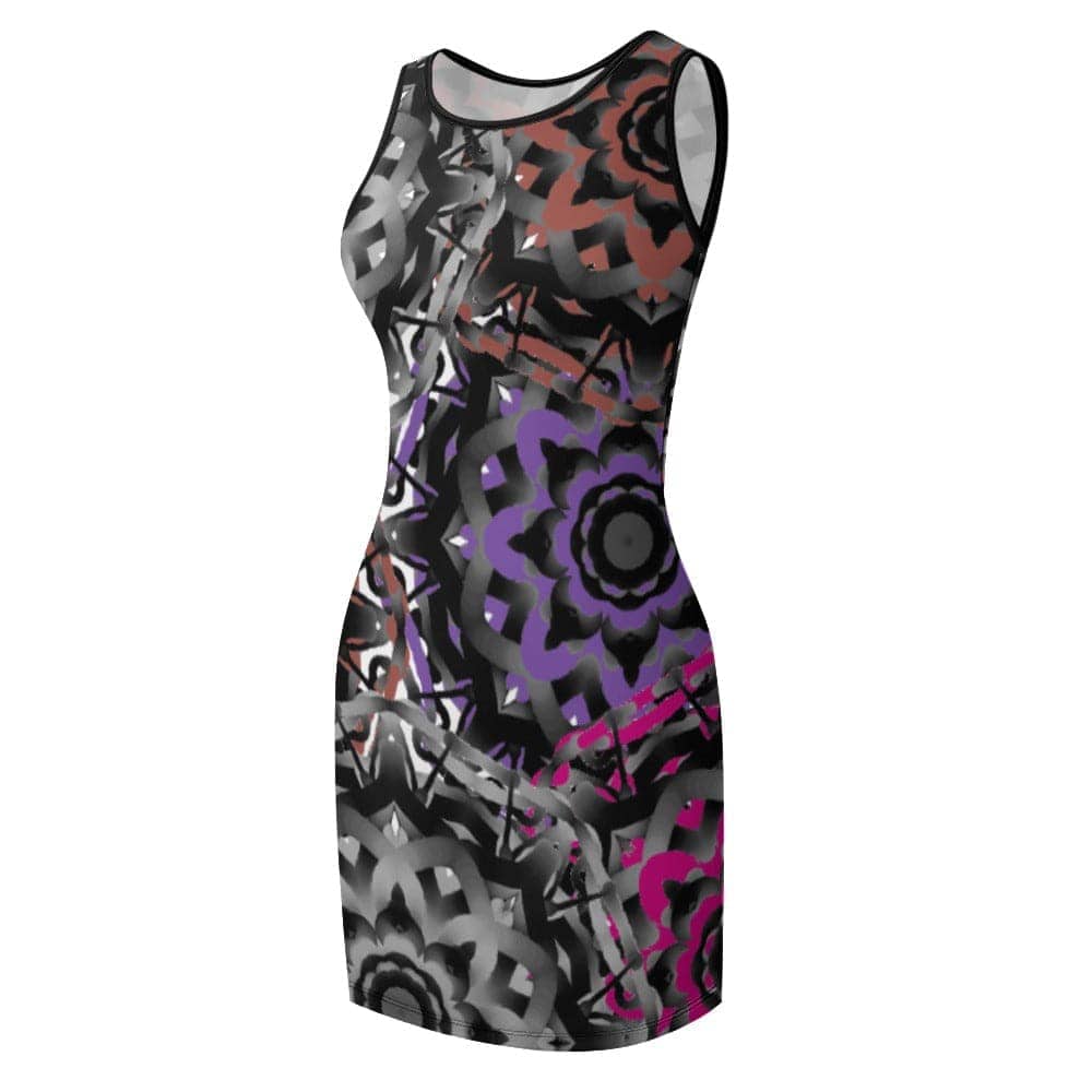 Multi-colored - Mandala Graffiti Temperament Slim Fit Sleeveless Tank Dress - womens dress at TFC&H Co.