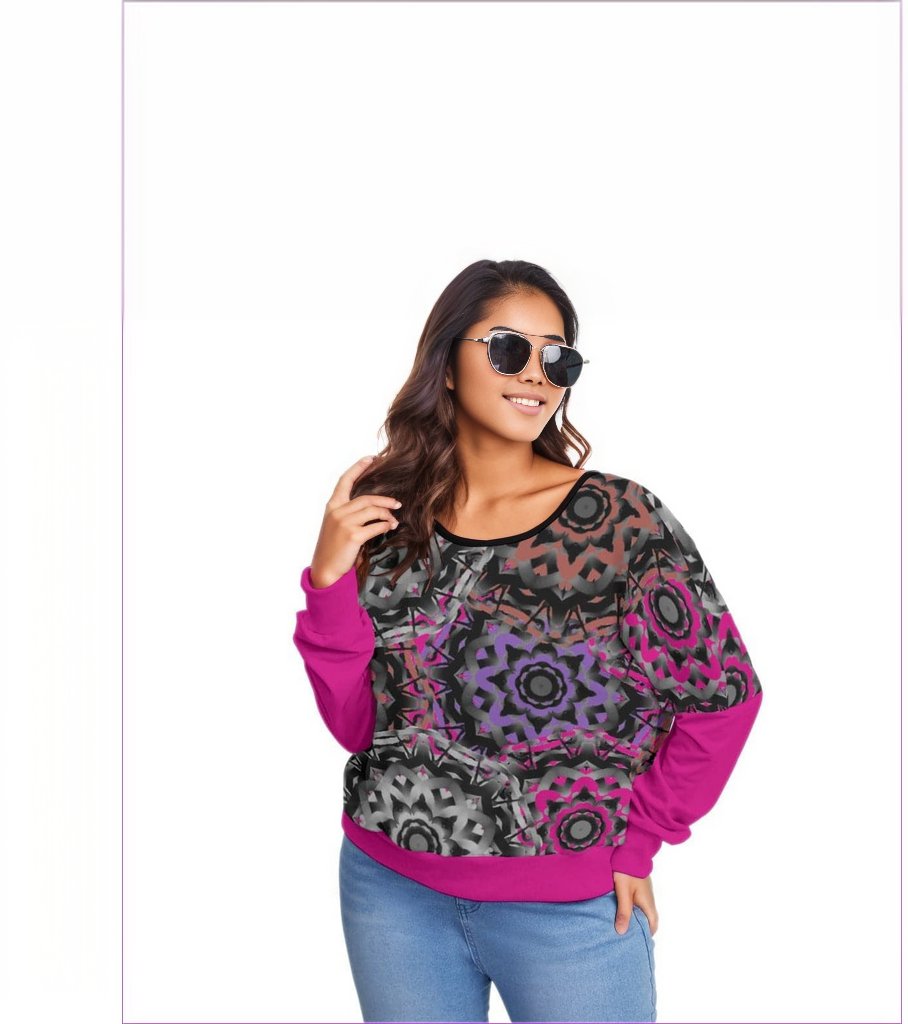 - Mandala Graffiti Womens Backless Sweatshirt With Bat Sleeve Voluptuous(+) Plus Size - womens sweatshirt at TFC&H Co.