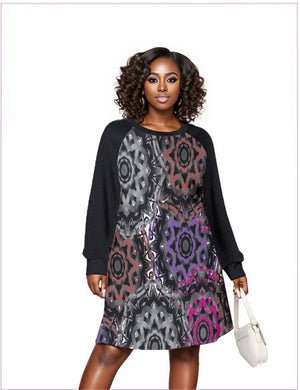- Mandala Graffiti Womens Dress With Raglan Sleeve Voluptuous (+) Plus Size - womens dress at TFC&H Co.