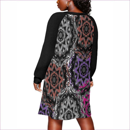Mandala Graffiti Womens Dress With Raglan Sleeve Voluptuous (+) Plus Size - women's dress at TFC&H Co.