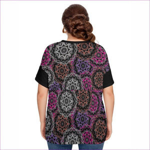 - Mandala Graffiti Womens Drop-shoulder Short Sleeve T-shirt With Sleeve Loops(Plus Size) - womens t-shirt at TFC&H Co.