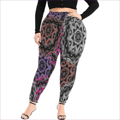 Mandala Graffiti Womens High Waist Leggings Voluptuous (+) Plus Size - woman's leggings at TFC&H Co.