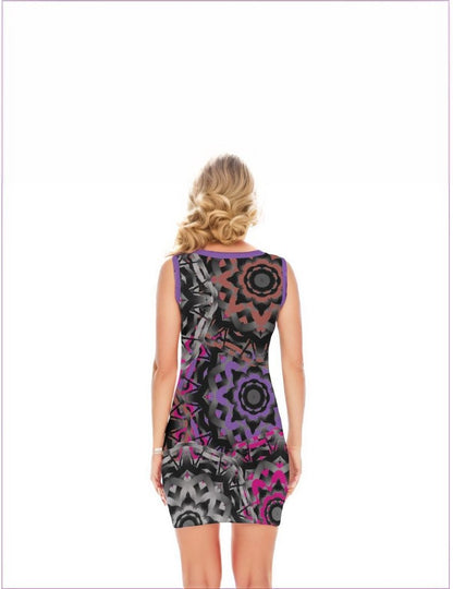 Mandala Graffiti Womens O-neck Sleeveless Hip Dress - women's dress at TFC&H Co.