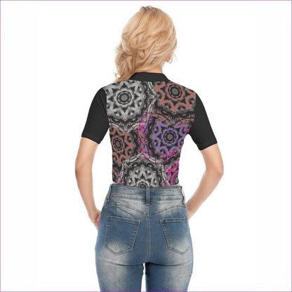 Mandala Graffiti Womens Short Sleeve T-shirt With Two-way Zipper - women's crop top at TFC&H Co.