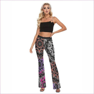 Black - Mandala Graffiti Womens Skinny Flare Pants - womens skinny flare pants at TFC&H Co.