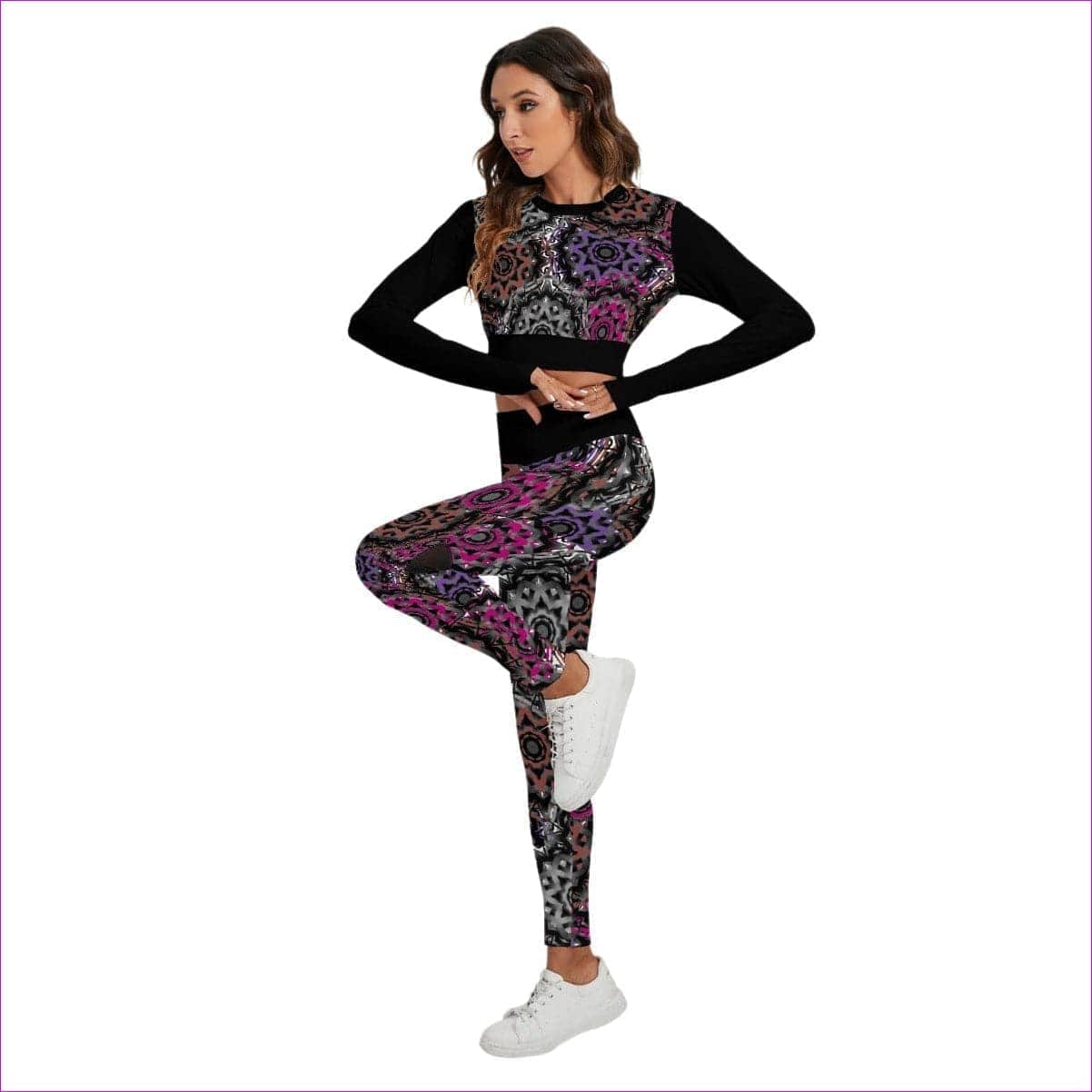 - Mandala Graffiti Womens Sport Set With Backless Top And Leggings - womens top & leggings set at TFC&H Co.