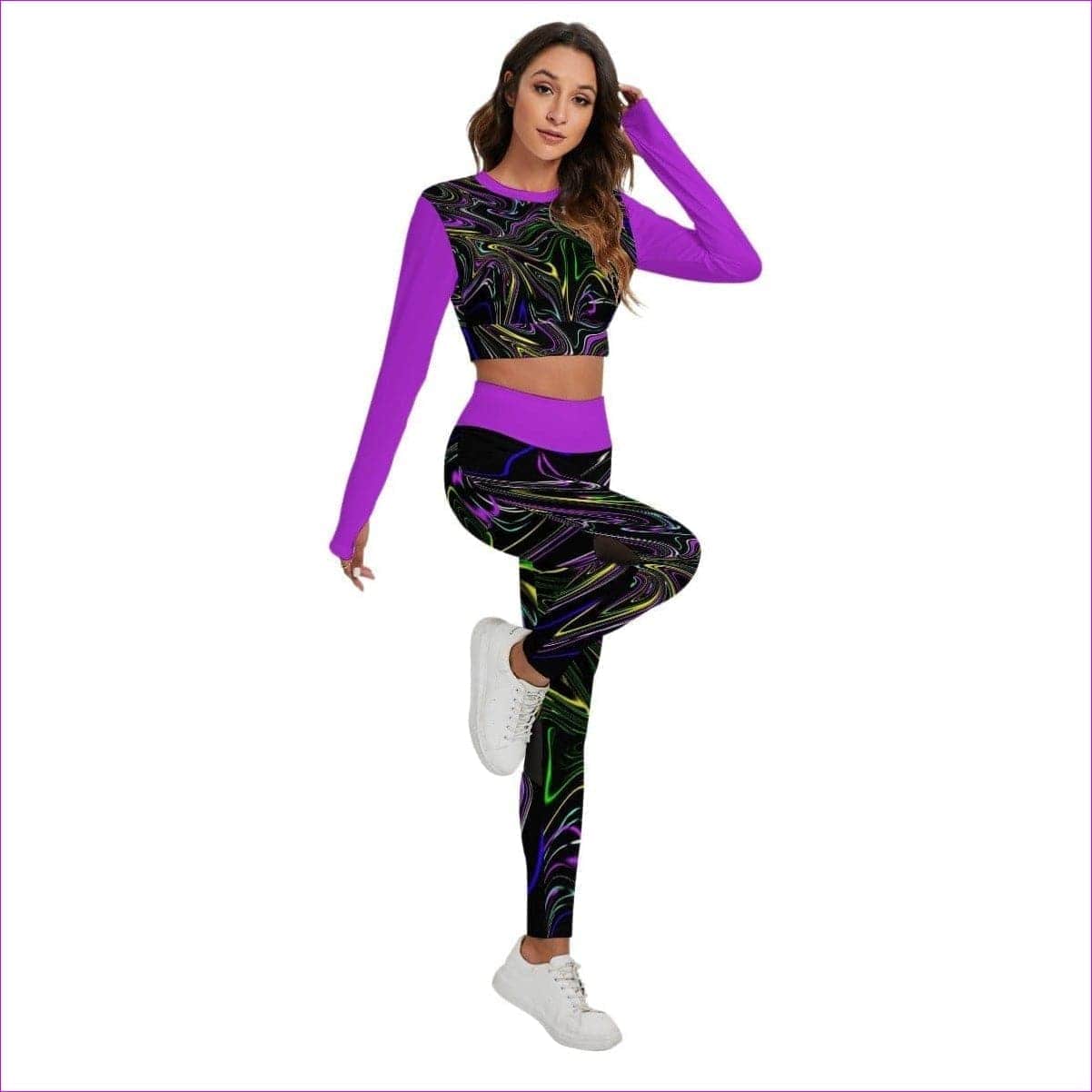 - Mandala Skewed Womens Sport Set With Backless Top And Leggings - womens sports set at TFC&H Co.