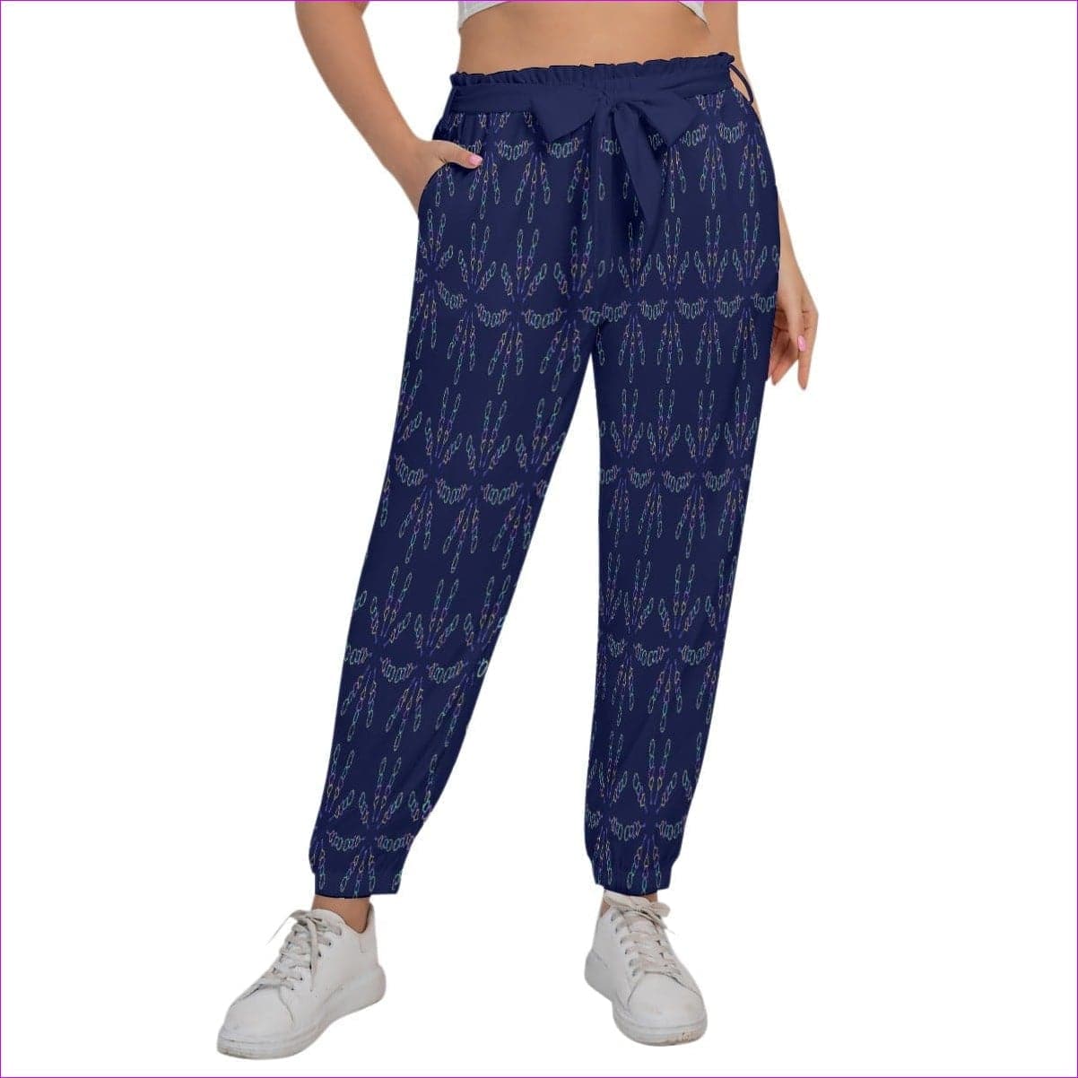 Blue Mandala Women’s Trousers With Waist Belt Voluptuous (+) Plus Size - women's pants at TFC&H Co.