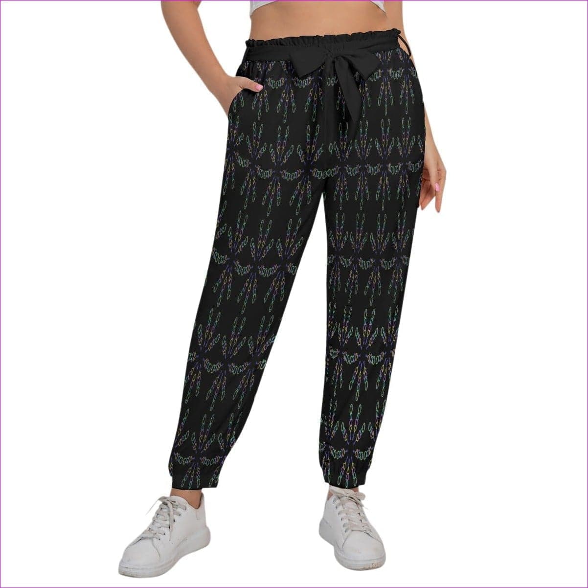 Black - Mandala Women’s Trousers With Waist Belt Voluptuous (+) Plus Size - womens pants at TFC&H Co.