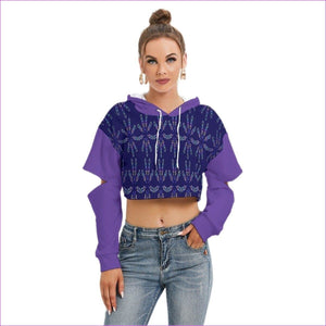 - Mandala Womens Cropped Hoodie With Hollow Out Sleeve - womens cropped hoodie at TFC&H Co.