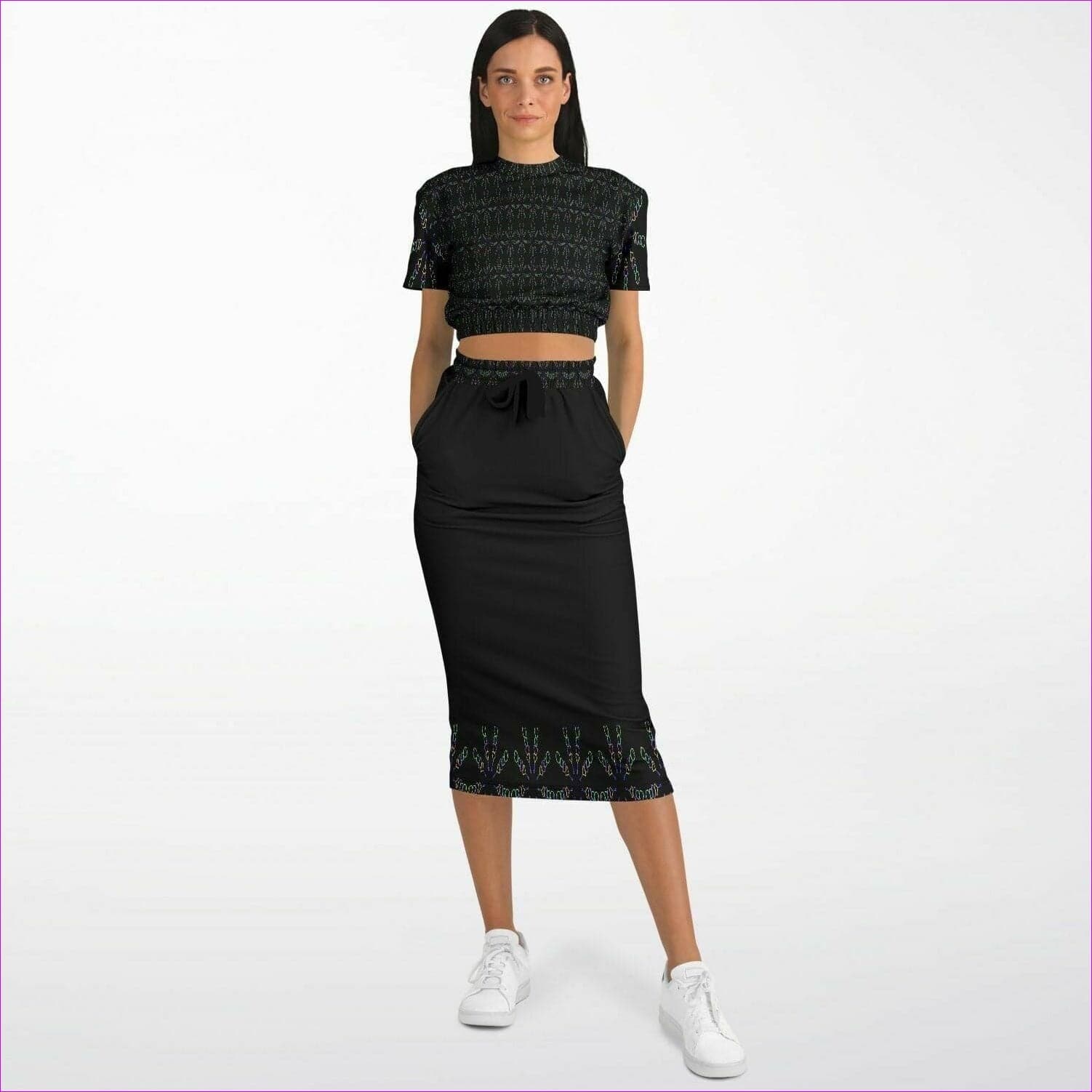 - Mandala Womens Premium Crop Top & Skirt Set - Fashion Cropped Short Sleeve Sweatshirt and Long Pocket Skirt Set – AOP at TFC&H Co.