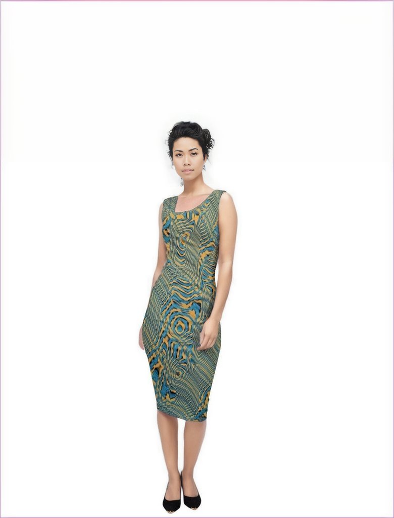 Marbled Marigold Sleeveless Pencil Dress - women's dress at TFC&H Co.