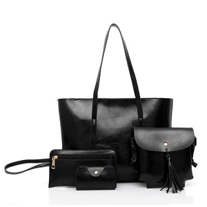 - Marbled Oil Wax Leather Handbag Set - handbag at TFC&H Co.