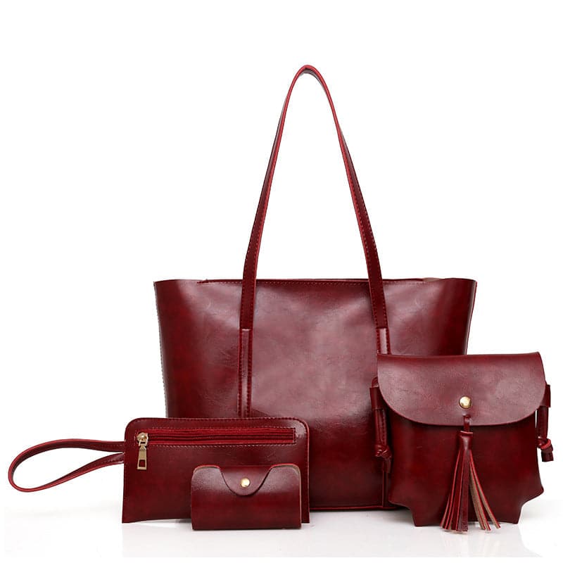 D - Marbled Oil Wax Leather Handbag Set - handbag at TFC&H Co.