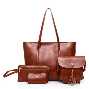 - Marbled Oil Wax Leather Handbag Set - handbag at TFC&H Co.