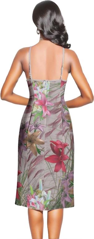 - Mauve Gold Floral Split Thigh V-Neck Cami Dress - womens dress at TFC&H Co.