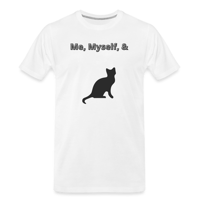 white Me, Myself, & Cat Premium Men's Organic T-Shirt - Men’s Premium Organic T-Shirt | Spreadshirt 1352 at TFC&H Co.