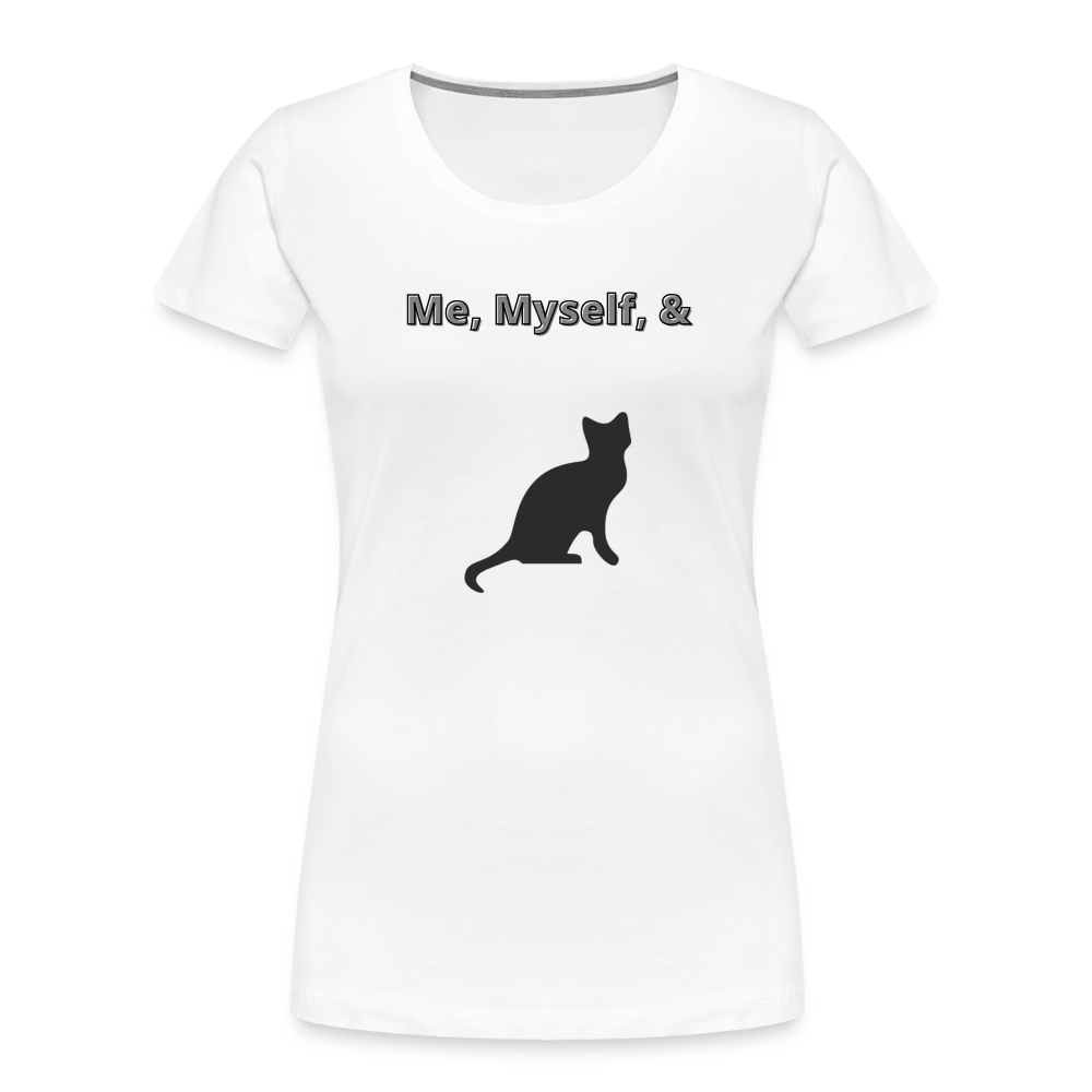 white Me, Myself, & Cat Premium Women’s Organic T-Shirt - Women’s Premium Organic T-Shirt | Spreadshirt 1351 at TFC&H Co.