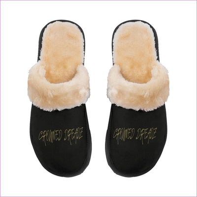 black 5-6 - Men's Crowned dreadz Home Plush Slippers - mens slippers at TFC&H Co.