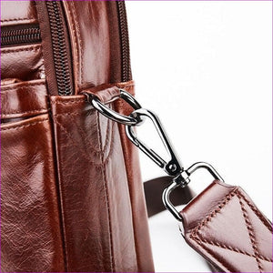 - Men's Nappa Leather Shoulder Messenger Bag Solid Color Brown - messenger bag at TFC&H Co.