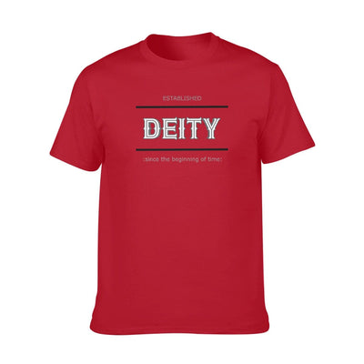 Red color Deity Men's O-neck Short Sleeve T-Shirt | 100% Cotton - men's t-shirt at TFC&H Co.