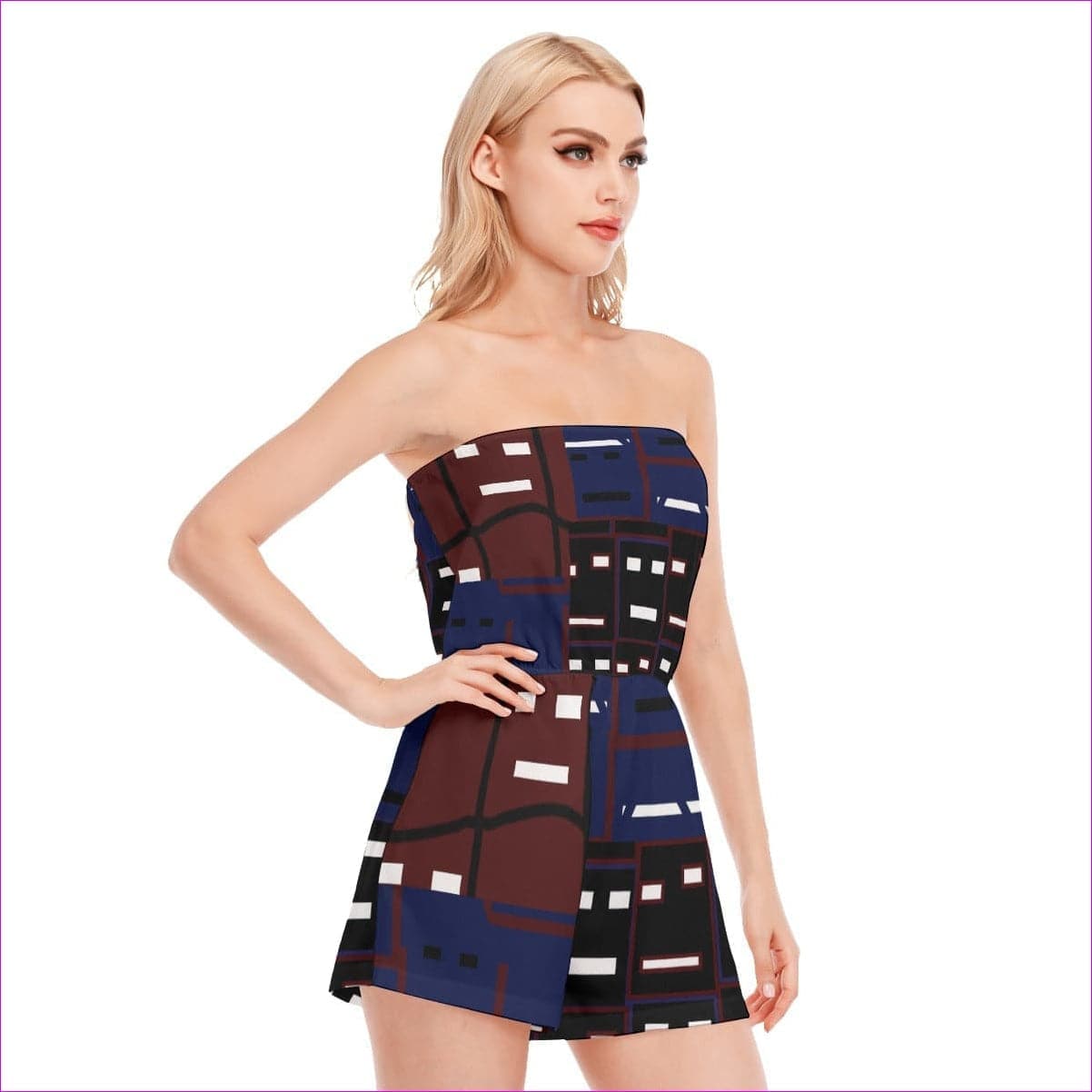 Multi-colored Metal Mask Womens Tube Top Jumpsuit - women's romper at TFC&H Co.