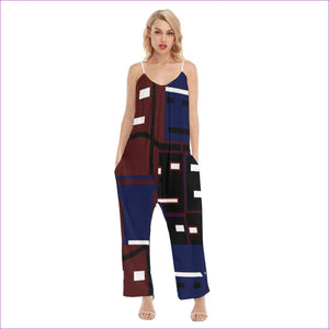 Multi-colored - Metal Mask Womens V-neck Cami Jumpsuit - womens jumpsuit at TFC&H Co.