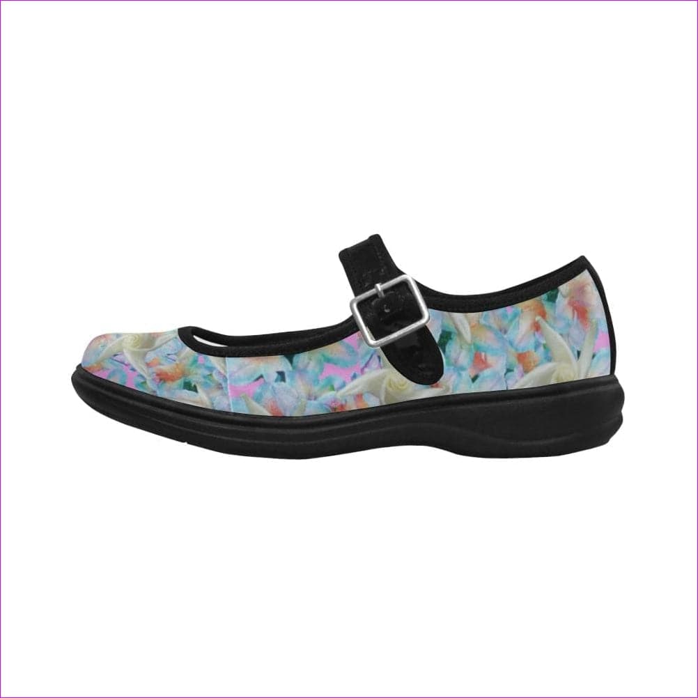 Midnight Floral Satin Womens Mary Jane Flat - women's shoe at TFC&H Co.