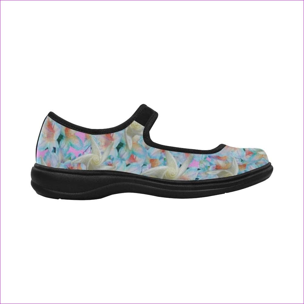 Midnight Floral Satin Womens Mary Jane Flat - women's shoe at TFC&H Co.