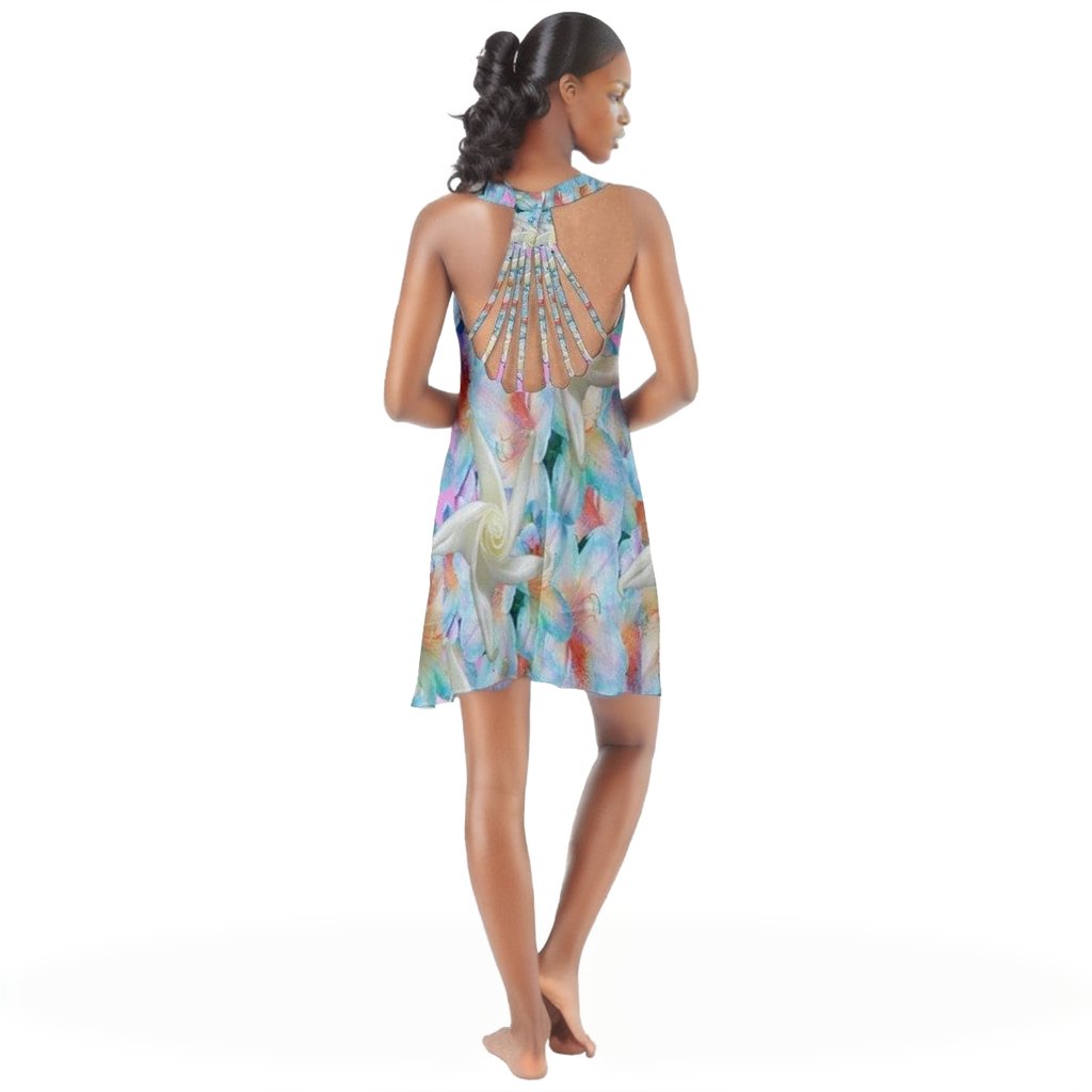 Midnight Floral Show Some Back Chiffon Dress - women's dress at TFC&H Co.