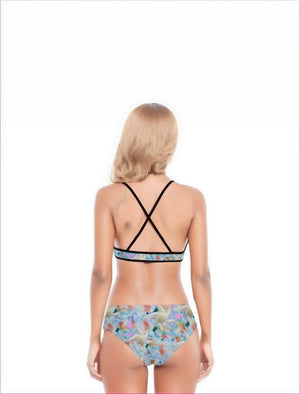 - Midnight Floral Womens Bikini Swimsuit With Ruffle Hem - womens bikini set at TFC&H Co.