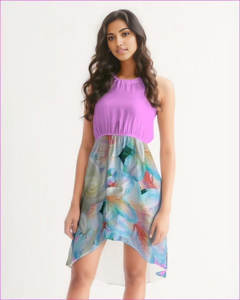 Midnight Floral Womens High-Low Halter Dress - women's dress at TFC&H Co.