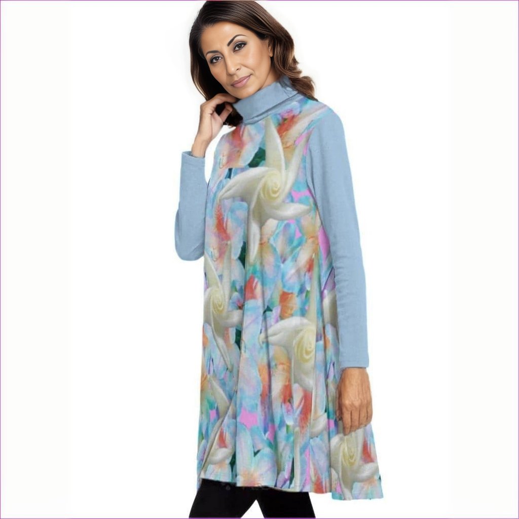 - Midnight Floral Womens High Neck Dress With Long Sleeve - womens dress at TFC&H Co.