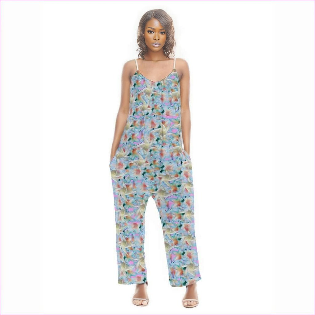 Midnight Floral Womens Loose Cami Jumpsuit - women's jumpsuit at TFC&H Co.
