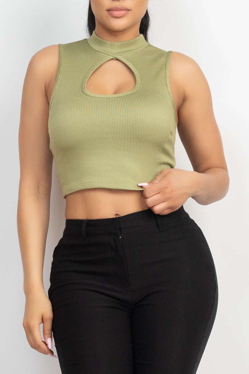 OLIVE Mock Keyhole-front Crop Top - 4 colors - Ships from The US - women's crop top at TFC&H Co.