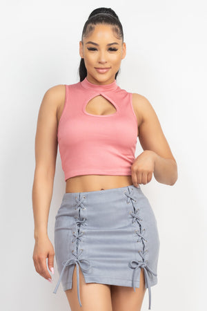 MAUVE Mock Keyhole-front Crop Top - 4 colors - Ships from The US - women's crop top at TFC&H Co.