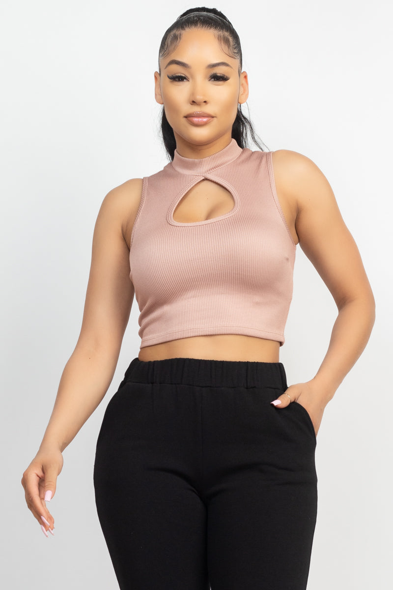 COCO - Mock Keyhole-front Crop Top - 4 colors - Ships from The US - womens crop top at TFC&H Co.