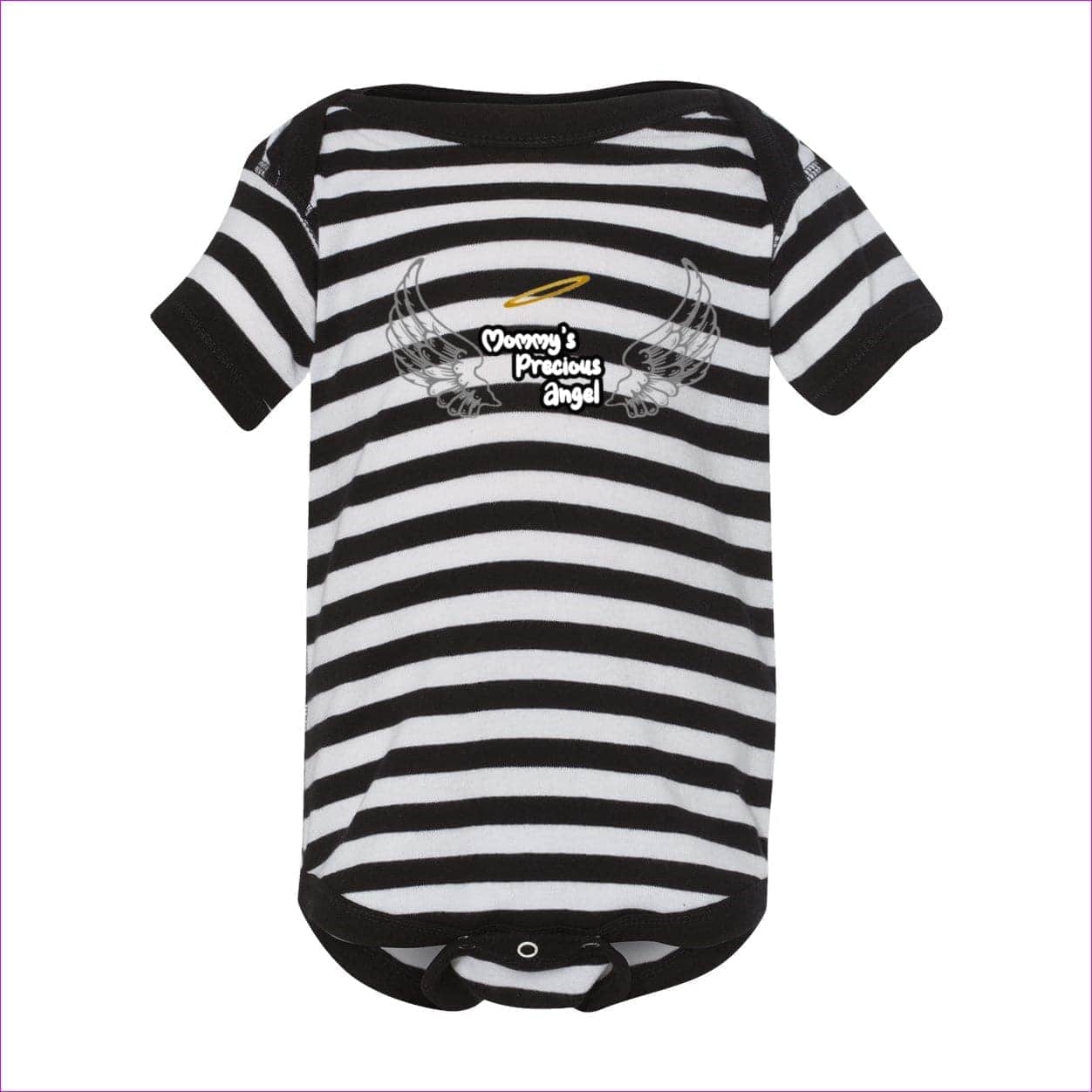 Black/ White Stripe Mommy's Precious Angel Infant Bodysuit - infant onesie at TFC&H Co.