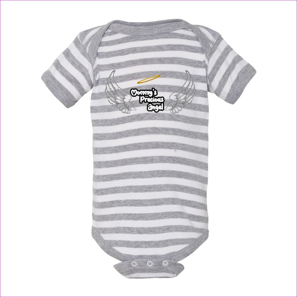 Heather/ White Stripe - Mommy's Precious Angel Infant Bodysuit - infant onesie at TFC&H Co.