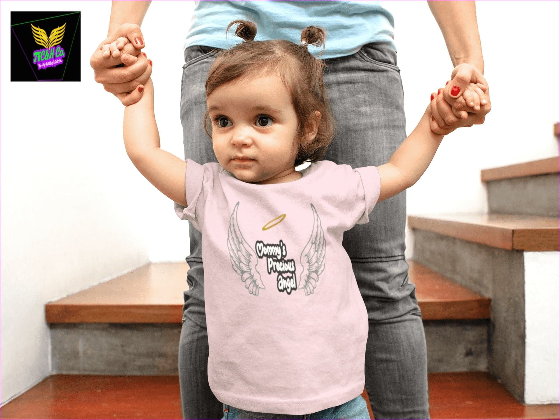 12/18 Pink Mommyś Precious Angel Baby Short Sleeve Tee - kids tee at TFC&H Co.