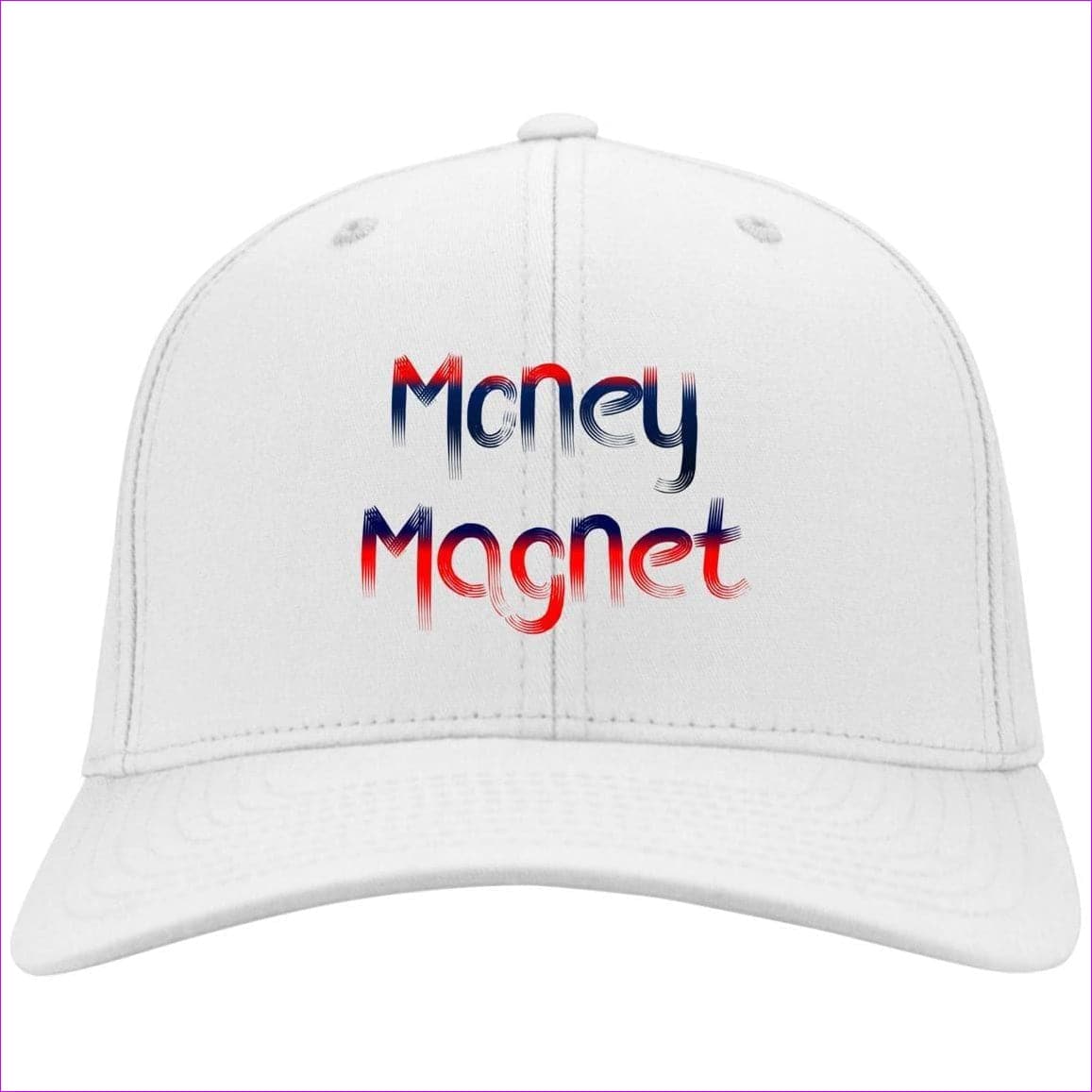 C813 Flex Fit Twill Baseball Cap White - Money Magnet Embroidered Knit Cap, Cap, Beanie - Beanie at TFC&H Co.