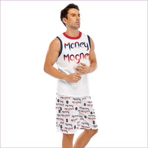 White - Money Magnet Men's Basketball Clothing Set - mens top & short set at TFC&H Co.