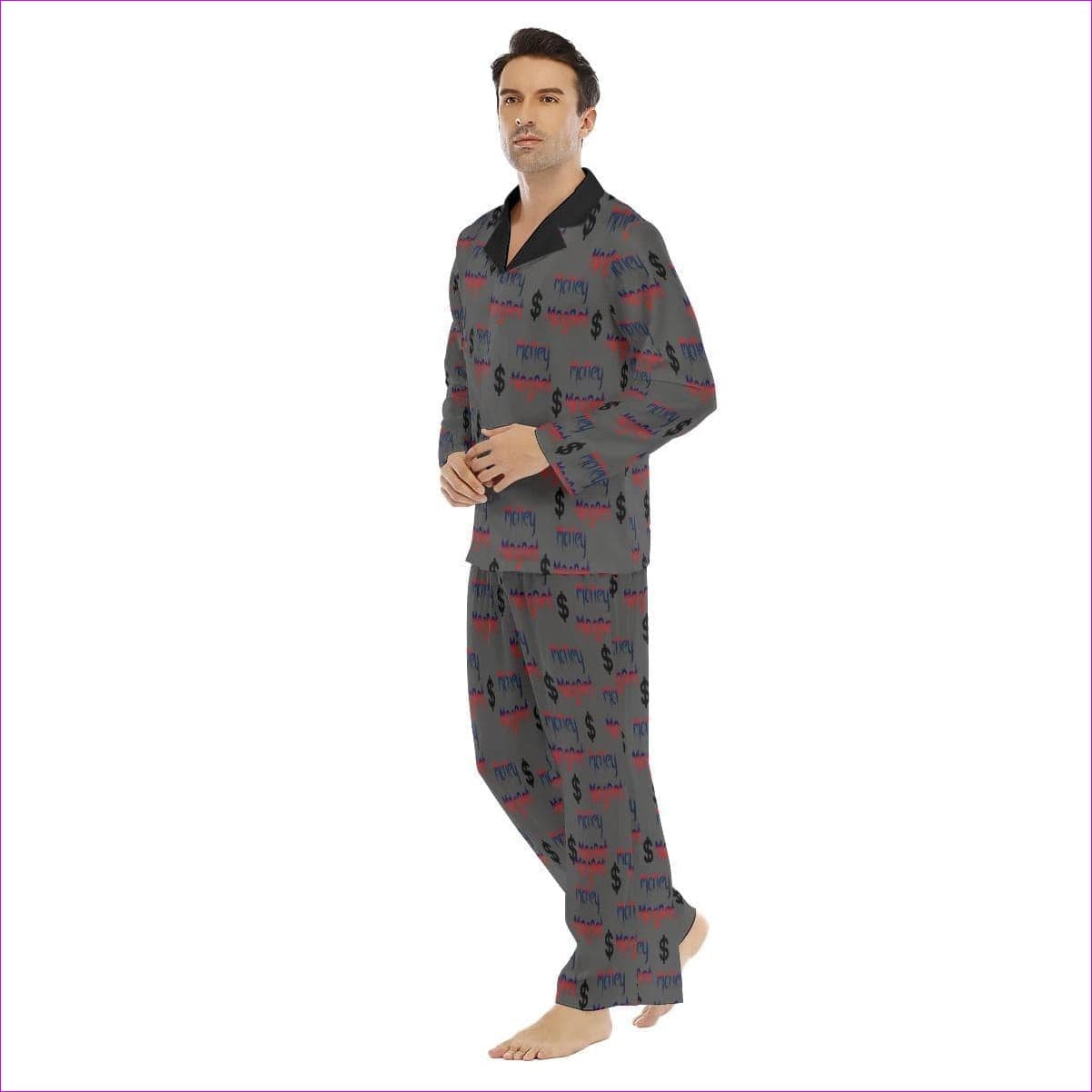 Money Magnet Men's Lapel Pajama Set - men's sleepwear at TFC&H Co.