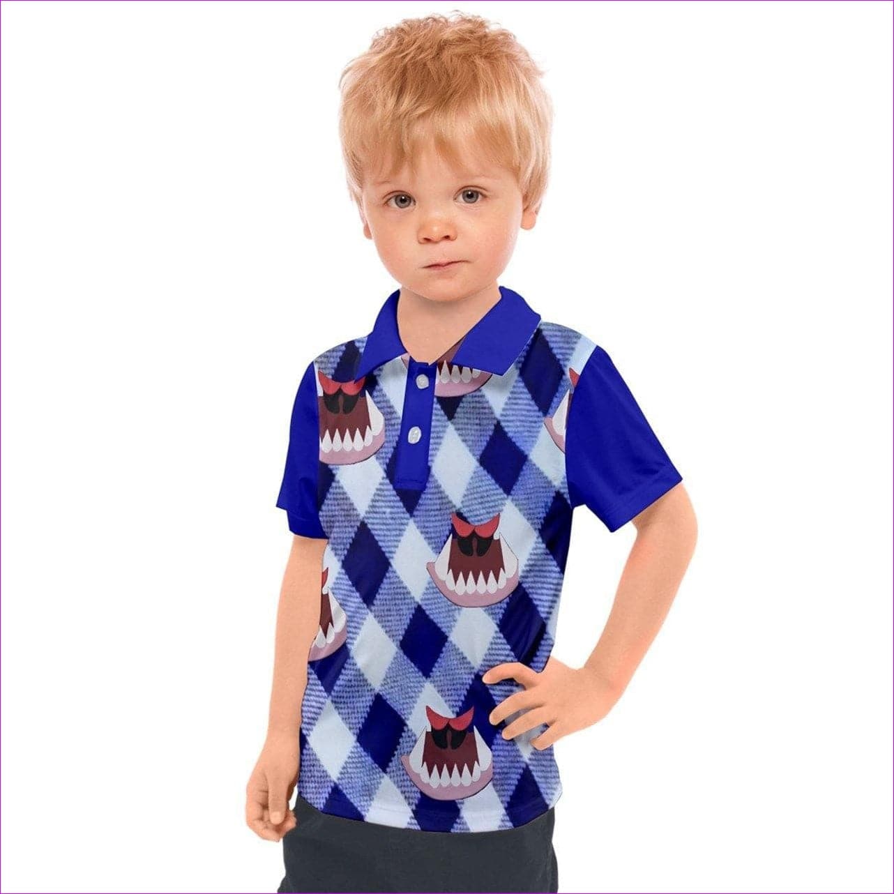 blue - Monster Kids Kids Polo Tee - 3 options - kids shirt at TFC&H Co.