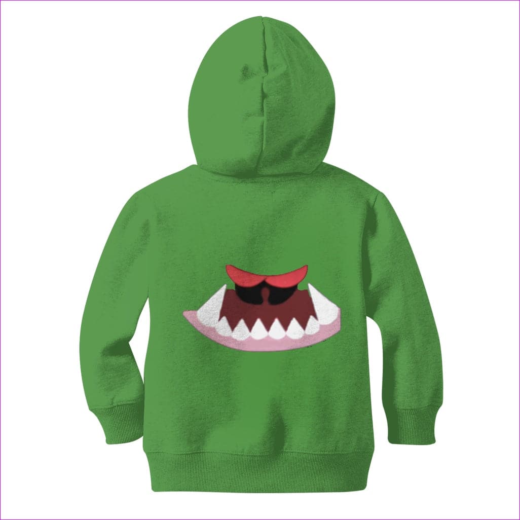 Kelly Green Monster Mouth Monster Kids Classic Zip Hoodie - kids hoodie at TFC&H Co.