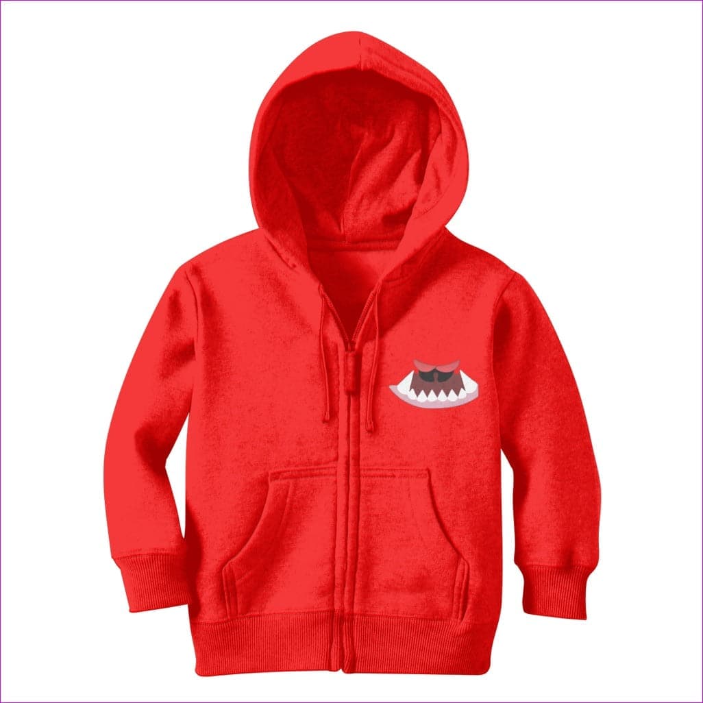 Fire Red Monster Mouth Monster Kids Classic Zip Hoodie - kids hoodie at TFC&H Co.