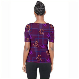 - Mural Shoulder Cut Out Short Sleeve Top - womens blouse at TFC&H Co.