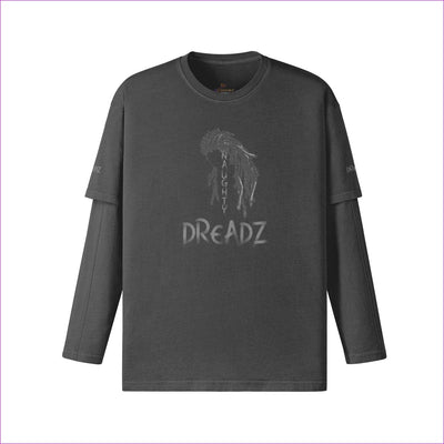 Dark Gray - Naughty Dreadz False Two Pieces Vintage Long Sleeve Tee - 2 colors - Mens T-Shirts at TFC&H Co.