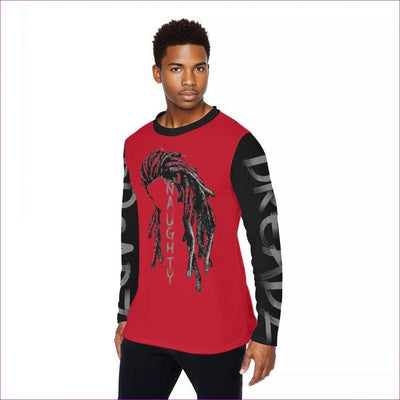 - Naughty Dreadz Long Sleeve T-Shirt - Red - mens t-shirt at TFC&H Co.